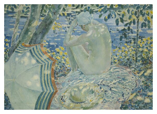 Tablou pe sticlă - Frederick Carl Frieseke, On the Bank, reproducere (70x50 cm)