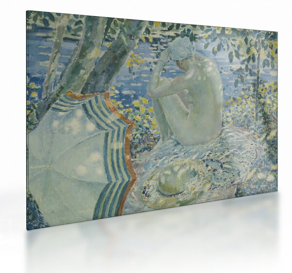 Tablou pe sticlă - Frederick Carl Frieseke, On the Bank, reproducere (70x50 cm)