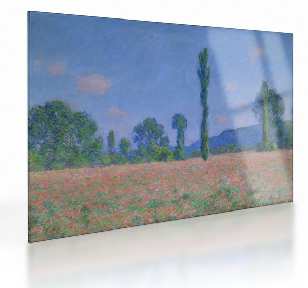 Tablou pe sticlă - Claude Monet, Poppy Field (Giverny), reproducere (70x50 cm)
