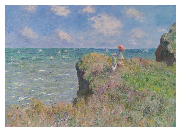 Tablou pe sticlă - Claude Monet, Cliff Walk at Pourville, reproducere (70x50 cm)