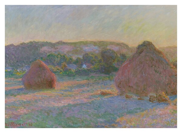 Tablou pe sticlă - Claude Monet, Stacks of Wheat (End of Summer) , reproducere (70x50 cm)
