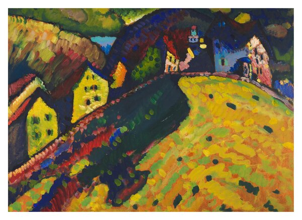 Tablou pe sticlă - Vasily Kandinsky, Houses at Murnau, reproducere (70x50 cm)