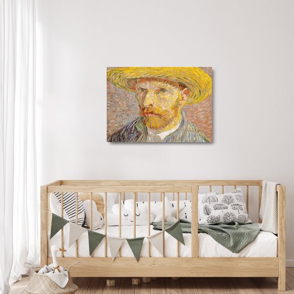 Tablou pe sticlă - Vincent van Gogh, Self-Portrait with a Straw Hat (The Potato Peeler), reproducere (70x50 cm)