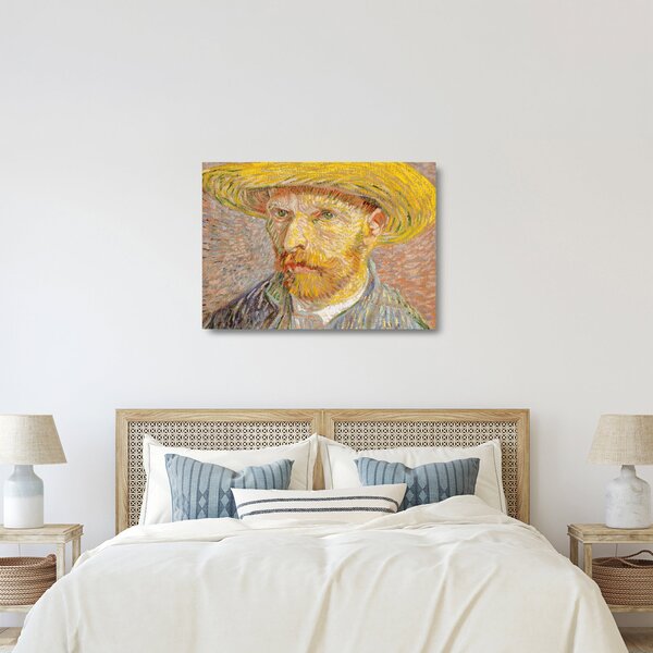 Tablou pe sticlă - Vincent van Gogh, Self-Portrait with a Straw Hat (The Potato Peeler), reproducere (70x50 cm)