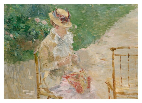 Tablou pe sticlă - Berthe Morisot, Young Woman Knitting, reproducere (70x50 cm)