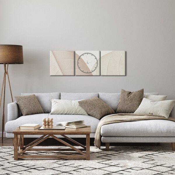 Tablou - Frunze texturate (cu ceas) (90x30 cm)