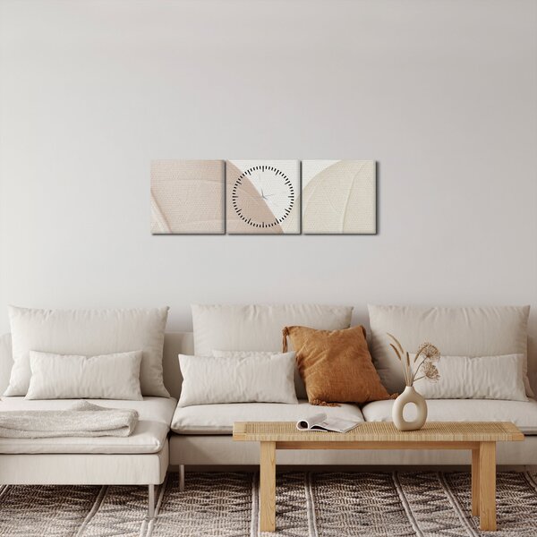 Tablou - Frunze texturate (cu ceas) (90x30 cm)