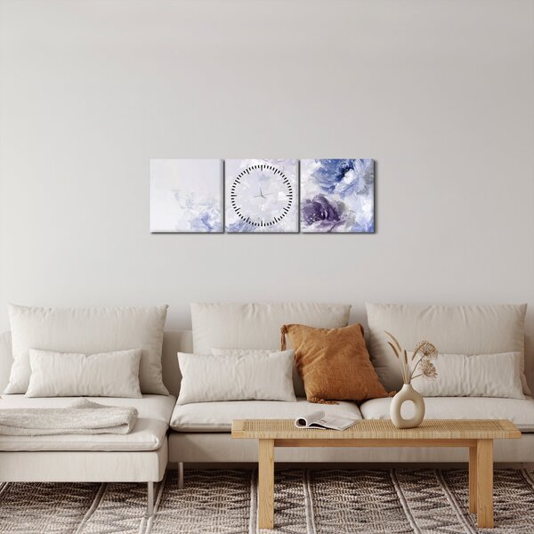 Tablou - Flori,pictură texturată (cu ceas) (90x30 cm)