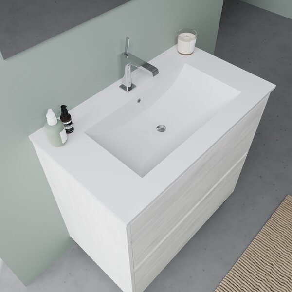 Mobilier Baie, 80 Cm, Cu Sertare, Efect Stejar Alb | Laguna