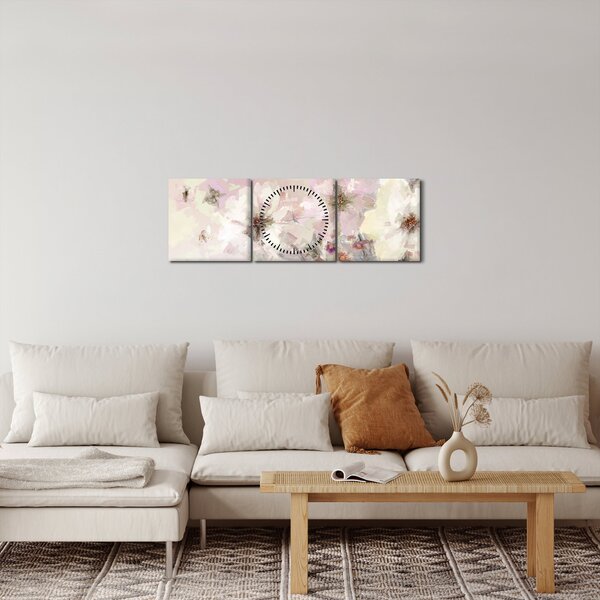 Tablou - Flori,pictură (cu ceas) (90x30 cm)