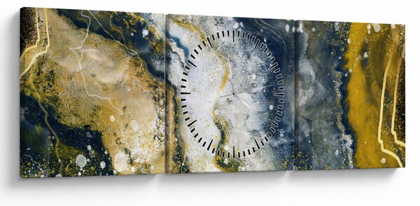 Tablou - Abstract auriu (cu ceas) (90x30 cm)