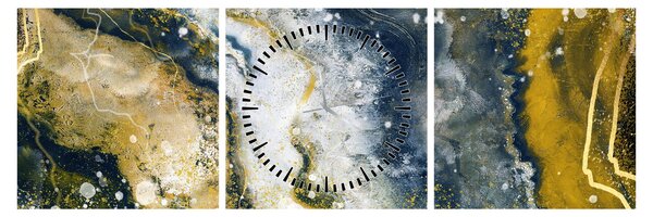 Tablou - Abstract auriu (cu ceas) (90x30 cm)