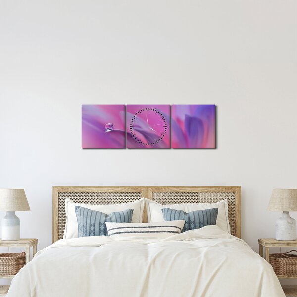 Tablou - Picătură pe floare (cu ceas) (90x30 cm)