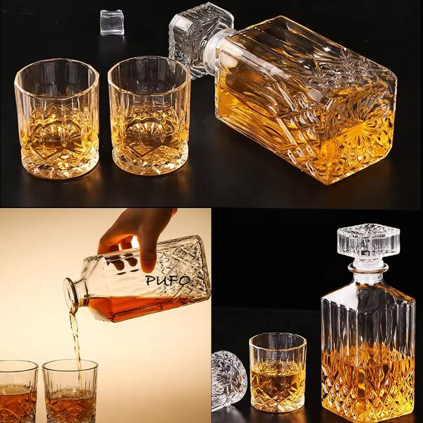 Sticla eleganta pentru bautura, lichior sau whisky, 800 ml, transparenta– rafinata si rezistenta