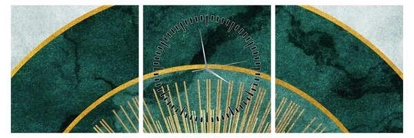 Tablou - Forme cu texturi aurii (cu ceas) (90x30 cm)