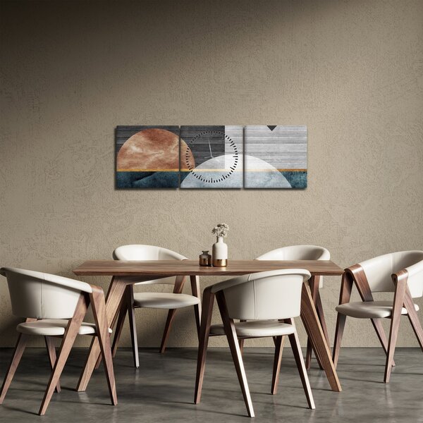 Tablou - Forme și texturi (cu ceas) (90x30 cm)