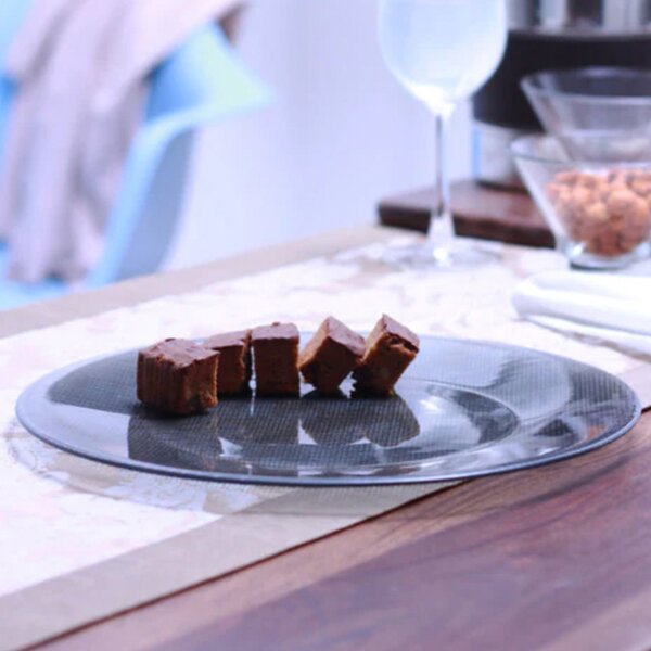 Set 6 farfurii elegante din sticla Pufo Luxury pentru desert, aperitive, 31 cm, albastru
