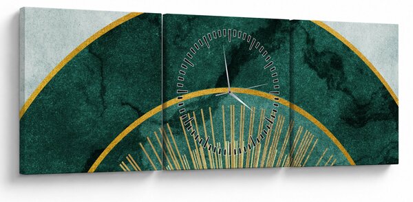Tablou - Forme cu texturi aurii (cu ceas) (90x30 cm)