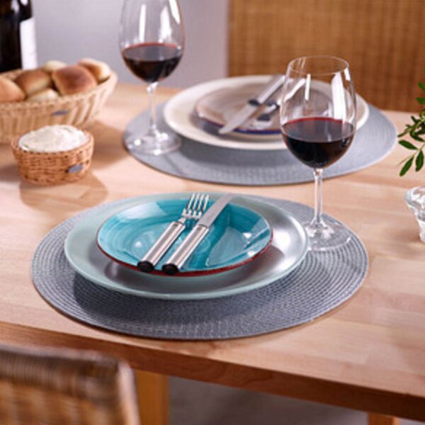 Set 6 farfurii elegante din sticla Pufo Luxury pentru desert, aperitive, 31 cm, albastru