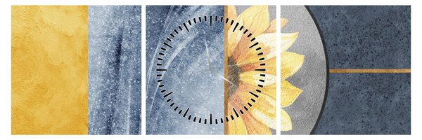 Tablou - Forme și flori (cu ceas) (90x30 cm)