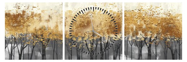 Tablou - Copaci aurii (cu ceas) (90x30 cm)