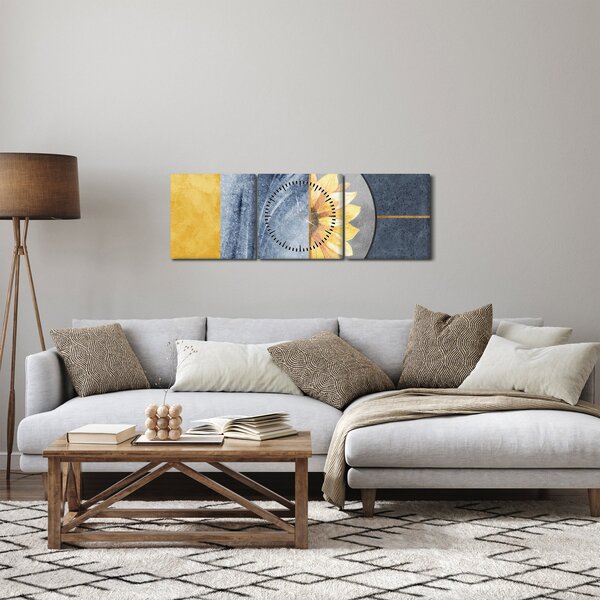 Tablou - Forme și flori (cu ceas) (90x30 cm)