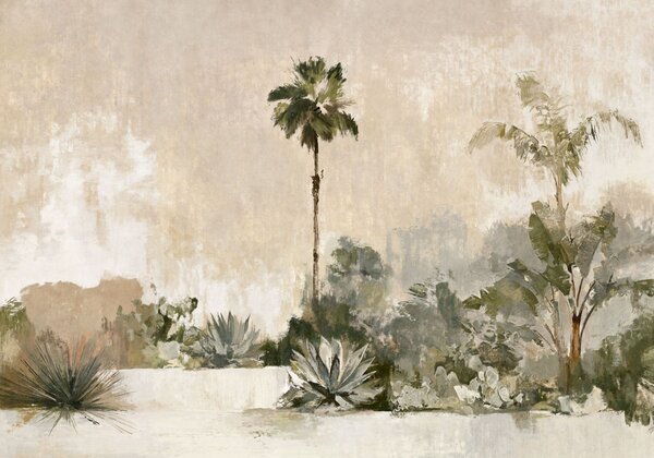 Tapet Grădină tropicală cu palmieri și plante cu frunze mari, Fototapet Natură, w05921v1 : Uwalls.ro