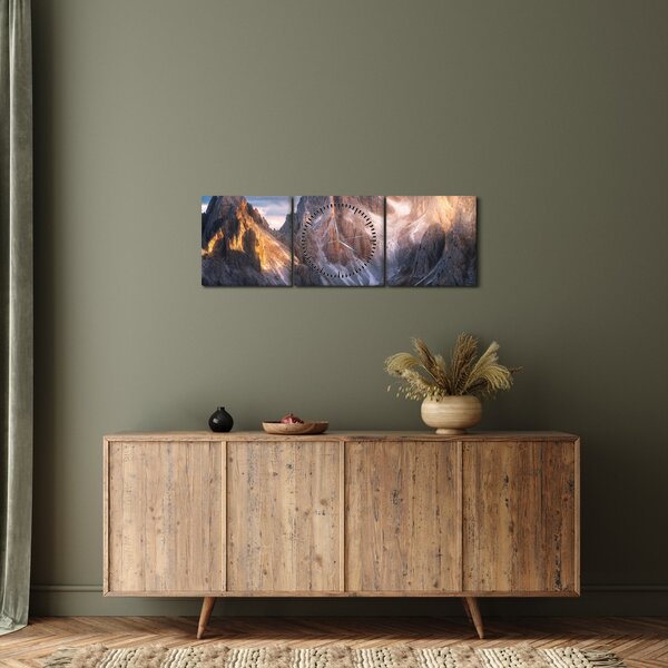 Tablou - Panoramă de munte (cu ceas) (90x30 cm)
