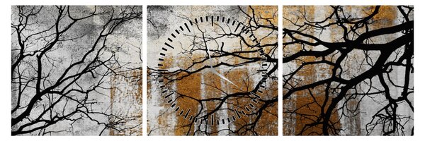 Tablou - Siluetă copac (cu ceas) (90x30 cm)