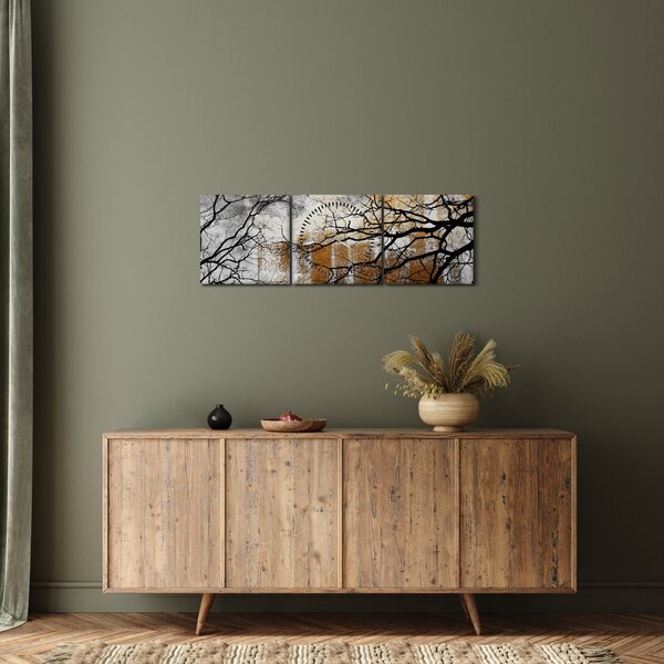 Tablou - Siluetă copac (cu ceas) (90x30 cm)