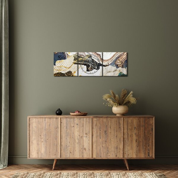 Tablou - Marmură design (cu ceas) (90x30 cm)