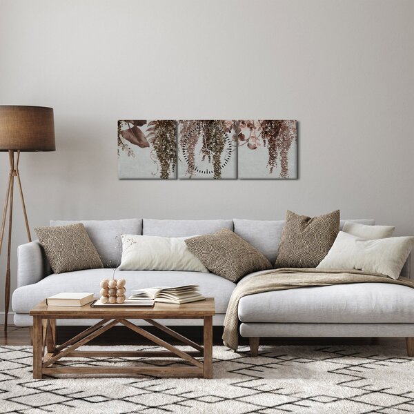 Tablou - Plante (cu ceas) (90x30 cm)