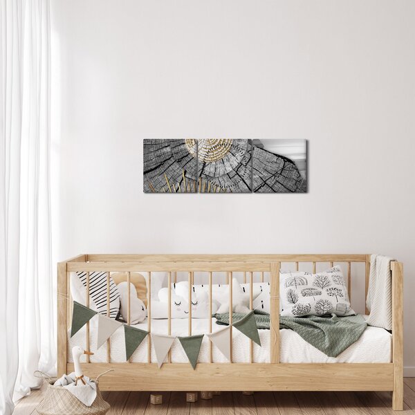 Tablou - Trunchiul copacului colaj (cu ceas) (90x30 cm)