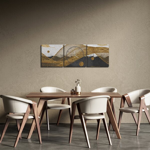 Tablou - Pene aurii (cu ceas) (90x30 cm)