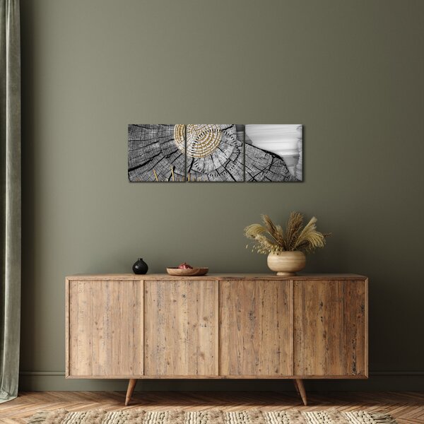Tablou - Trunchiul copacului colaj (cu ceas) (90x30 cm)