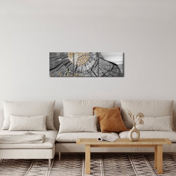 Tablou - Trunchiul copacului colaj (cu ceas) (90x30 cm)