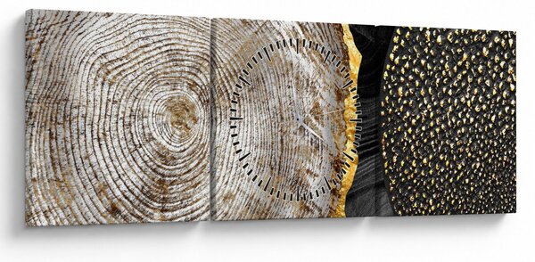 Tablou - Trunchiul copacului colaj 2 (cu ceas) (90x30 cm)