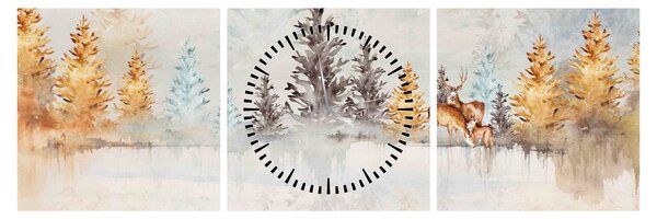 Tablou - Pădure în acuarelă (cu ceas) (90x30 cm)