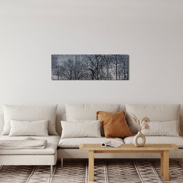 Tablou - Siluetă copac și frunze (cu ceas) (90x30 cm)