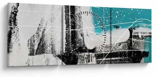 Tablou - Abstract turcoaz (cu ceas) (90x30 cm)