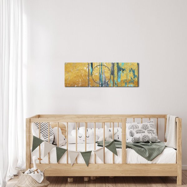 Tablou - Design auriu (cu ceas) (90x30 cm)