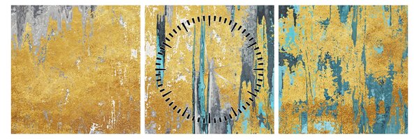 Tablou - Design auriu (cu ceas) (90x30 cm)