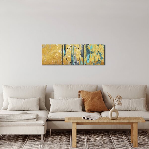 Tablou - Design auriu (cu ceas) (90x30 cm)
