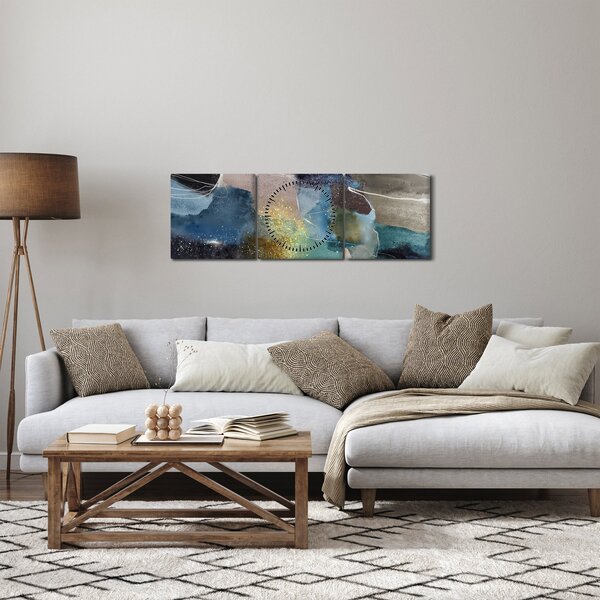 Tablou - Abstract acuarelă (cu ceas) (90x30 cm)