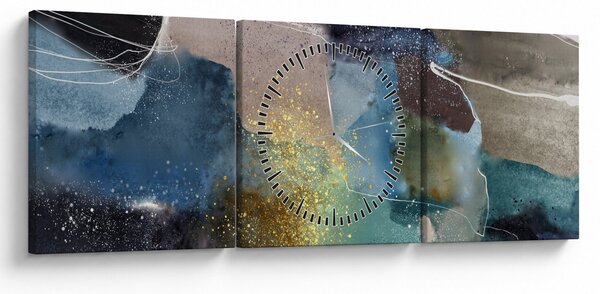 Tablou - Abstract acuarelă (cu ceas) (90x30 cm)