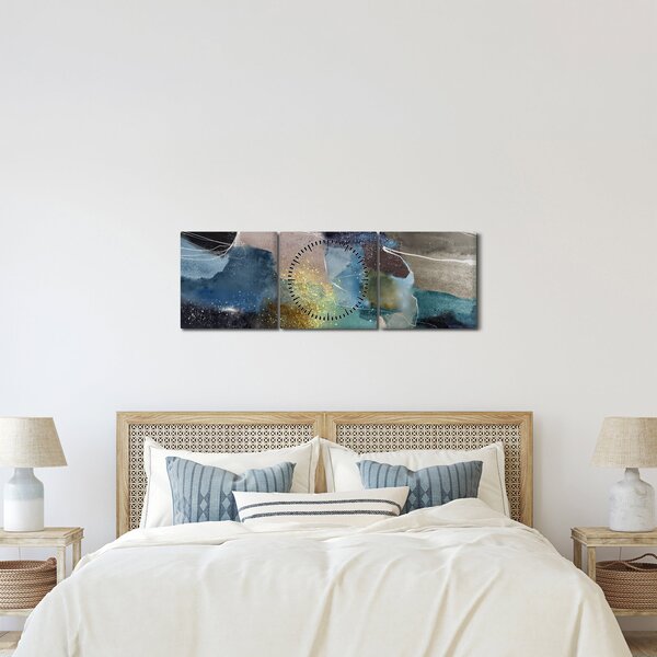 Tablou - Abstract acuarelă (cu ceas) (90x30 cm)