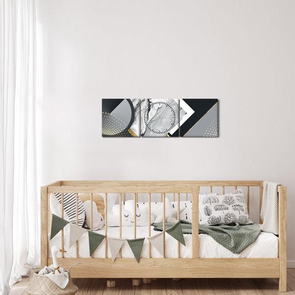 Tablou - Colaj texturat (cu ceas) (90x30 cm)