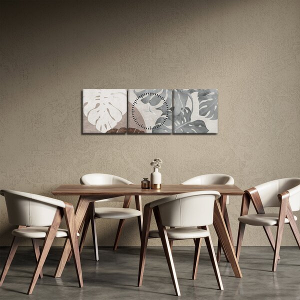 Tablou - Design cu frunze (cu ceas) (90x30 cm)