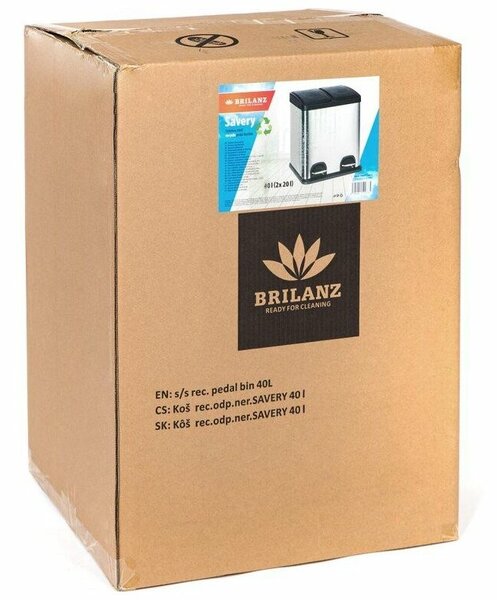Coș sortare deșeuri Brilanz Savery, 2 x 20 l, inox, 40 l