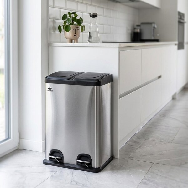 Coș sortare deșeuri Brilanz Savery, 2 x 20 l, inox, 40 l